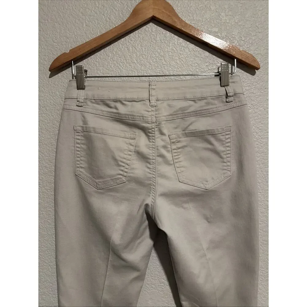 D.Jeans Mid Rise Skinny Ankle Pants Coastal Cottage Minimalist Beige Stretch 4